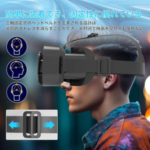 VRゴーグル オープンパネル設計 プラグアンドプレイ VR ヘッドセット 3D パノラマ 体験 1080P 超広角 120°視野角 スマホ 非球面光学レンズ 焦点 瞳孔距離 調節可能 装着感 良い メガネ 対応 通気性 軽量 4.7～6.5 iPhone android アイフォン アンドロイド などスマホ対応