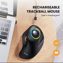 Charger l&#39;image dans la galerie, トラックボール マウス 人差し指 Bluetooth 無線 USBドングル bluetooth Wi-Fi ワイヤレス マウス マルチデバイス 対応 長時間 PCを使う人向け DPI 静音 負担減少 バッテリー内蔵 USB 縦型 無線 光学式 Windows MacOS 対応 無線 黒 ブラック
