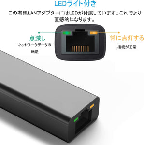有線LAN アダプター USB3.0 LAN グレー 変換 アダプター 1Gbps 高速 通信 中継 RJ45 USB LAN 変換アダプター Windows Mac OS Linus 等 対応 1000Mbps 超高速通信 USB-A アルミ合金 【 Nintendo Switch スイッチ 動作確認済み 】ゲーム PC LEDライト ゲーミング