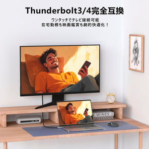 TypeC to HDMI 変換 グレー ケーブル 約2ｍ ロングケーブル 4K 対応 映像 接続 出力 高画質 Thunderbolt3 Thunderbolt4 対応 互換 難しい設定不要 在宅勤務 日本語説明書付 タイプC USBC 接続ケーブル iPhone Max iPad Book Surface Galaxy Android 在宅 ワーク 多機種