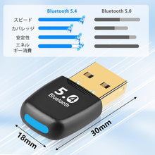 Charger l'image dans la galerie, Bluetooth 5.4 タイプ 最新型 簡単接続 アダプタ 5.4 技術 【これでパソコンをbluetooth対応にできます】 ブルートゥース 遅延解消 無線 低遅延 ワイヤレス USB ドングル EDR BLE対応 省電力 Windows 対応 簡単設定 PC USB 子機 レシーバー キーボード マウス スピーカー

