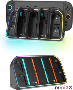 任天堂Switch2 用 ジョイコン 充電機 【 2025年最新版 】 最大4台同時充電 ニンテンドー スイッチ2 用 Joy-Con コントローラー 充電 RGB ライト 付き ゲーミング ゲーム カードスロット 付き 急速充電 取付 簡単 省スペース Switch 2 周辺機器 対応 任天堂 卓上 壁掛け 対応