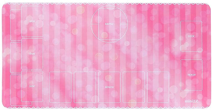 ラバー プレイマット バトルフィールド （ TCG ポケモンカードゲーム用レイアウト） ハーフ ピンク 30×60cm ケース付き カードゲーム カードサプライ ポケカ女子 用 可愛い ゲームグッズ
