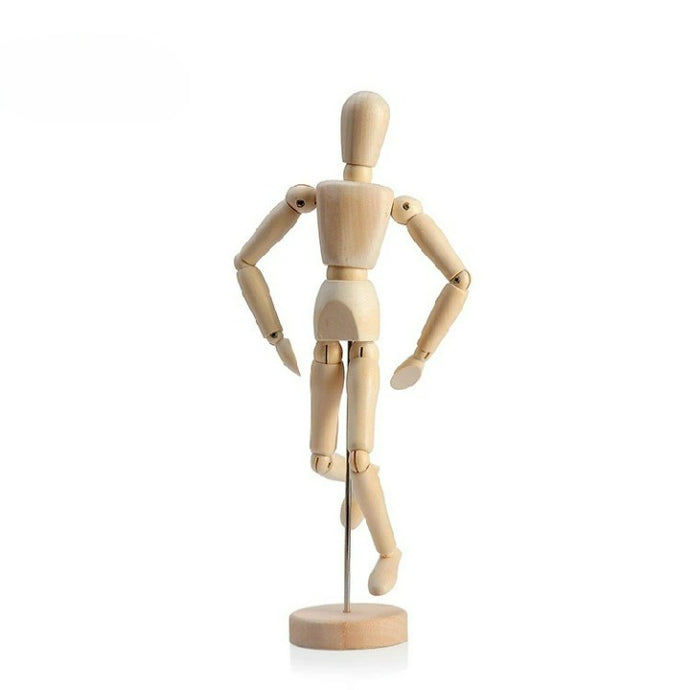 デッサン人形 2点セット 木製 人形 ハンド 右手 14ヶ所 関節 可動 360度回転 マネキン 関節 可動 美術 インテリア