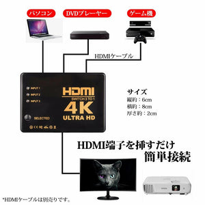 ゲーム機 HDMI 切り替え スイッチャー 分配器 セレクター 3入力1出力 HDMI切替器 - mini2x_store(ミニツーストア)